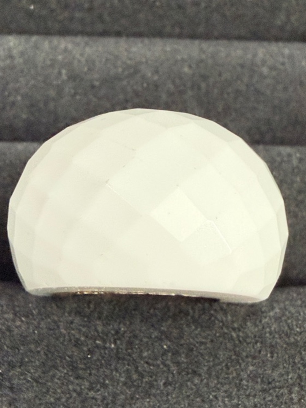 Vintage Faceted 925 Sterling Silver White Cocktail Ring